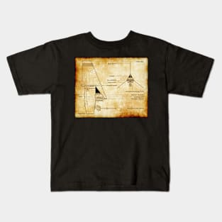 T16 Planetary Fighter Parchment Blueprint Kids T-Shirt